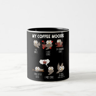 My Coffee Moods Owl Gift Owl Lovers Coffee Gift Two-Tone Coffee Mug