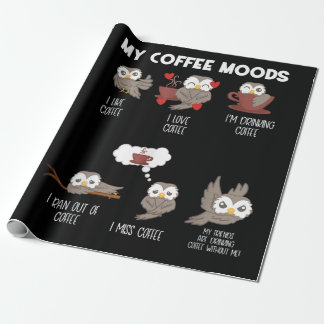 My Coffee Moods Owl Gift Owl Lovers Coffee Gift Wrapping Paper