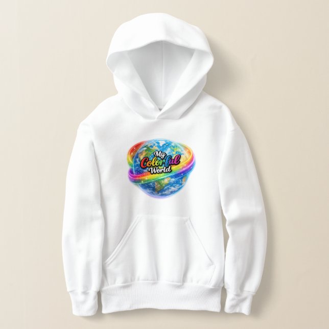 My Colorful World Rainbow Globe Hoodie (Laydown)