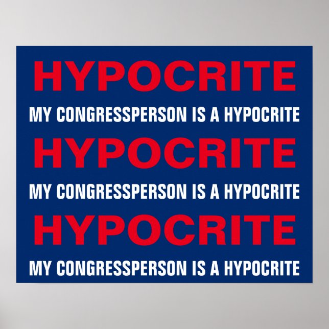 My Congressperson Is  Hypocrite Protest Poster (Front)