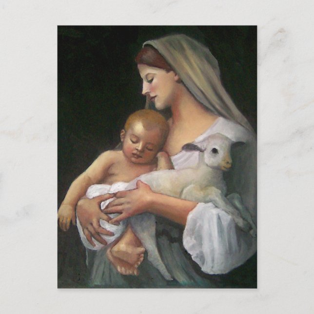 My Copy of Bouguereau's "Innocence": Baby, Lamb Postcard (Front)