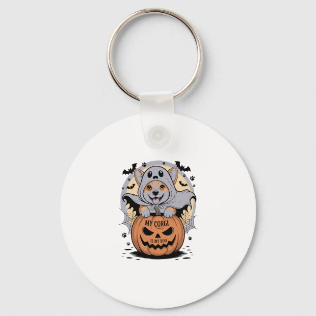 My Corgi is My Boo Halloween Keychain (Front)