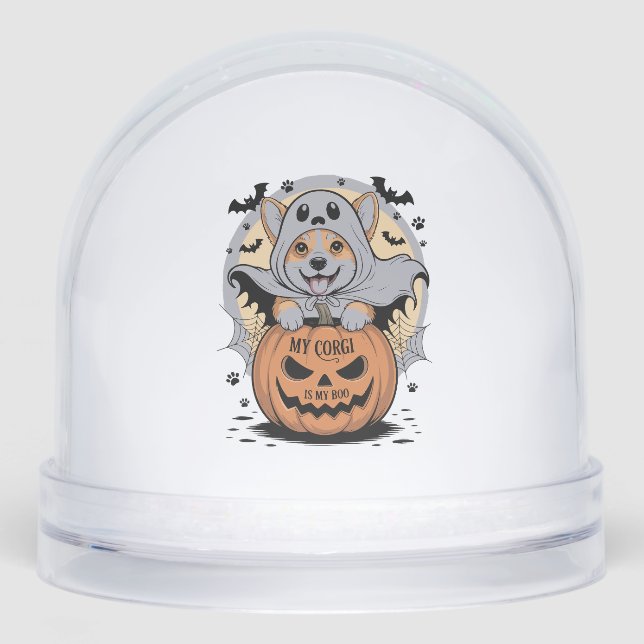 My Corgi is My Boo Halloween Snowglobe (Front)