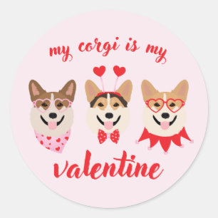 My Corgi Is My Valentine Classic Round Sticker