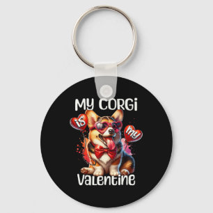 My Corgi Is My Valentines Day Corgi  Keychain