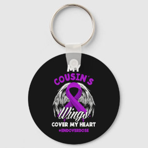 My Cousin's Wings Cover My Heart End Overdose Keychain