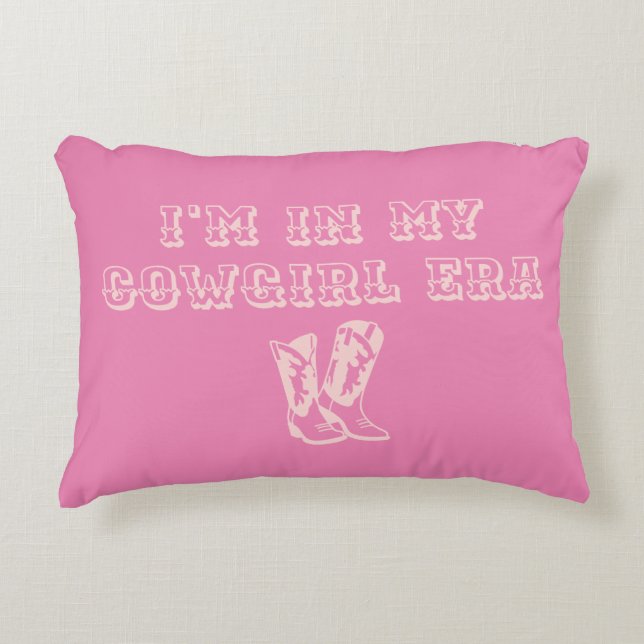  My Cowgirl Era | Retro Pink Cowgirl Boots  Accent Pillow (Front)