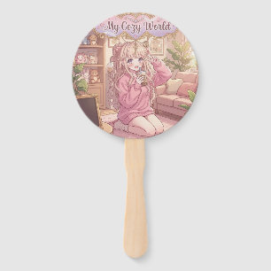 My Cozy World: Kawaii Room Aesthetic & Boba Girl C Hand Fan