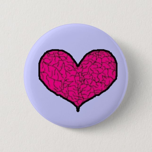 My cracked and broken heart 2 inch round button (Front)