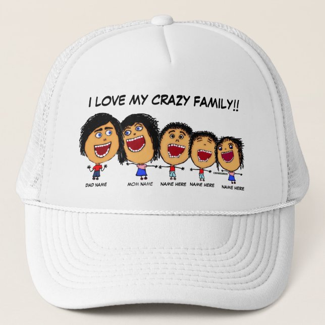 My Crazy Family Cartoon Trucker Hat (Front)