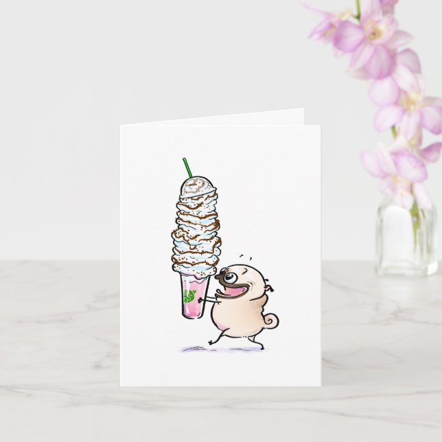 My Cup Runneth Over pug thank you card (Orchid)