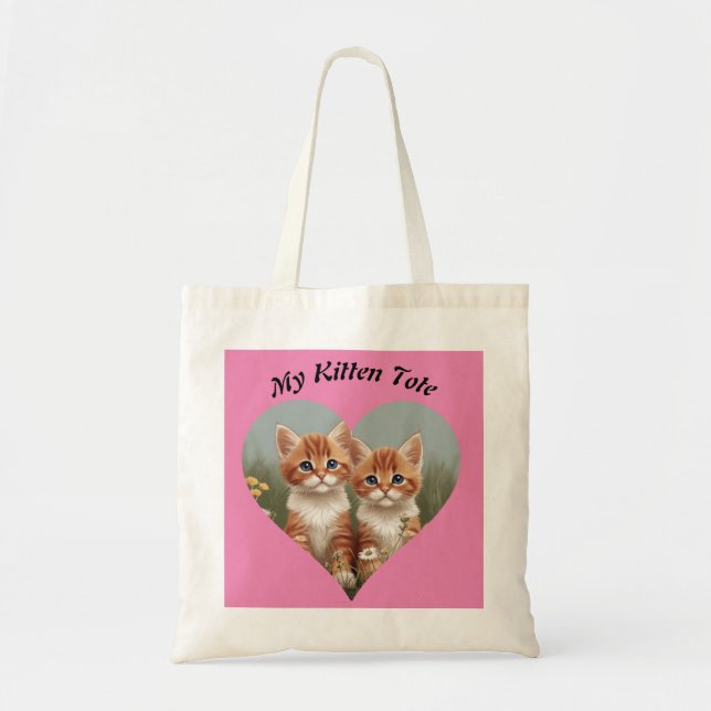 My Cute Kitten Tote Customize Name Bag (Front)