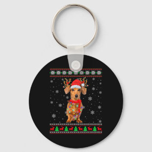 My Cute Ugly Christmas Pajama Shirt Dachshund Dog Keychain