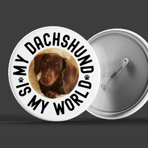 My Dachshund Is My World Custom Dog Photo 2 Inch Round Button
