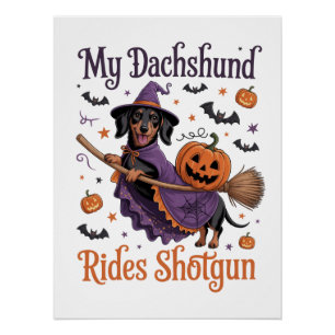 My Dachshund Rides Shotgun Poster