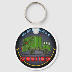 My Dad Drives A Garbage Truck Green Key Chain