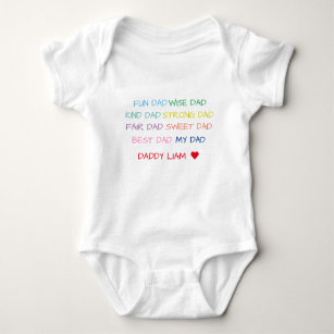 My Dad First Father's Day Colourful Heartfelt word Baby Bodysuit