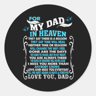 My Dad In Heaven Poem For Daughter Son Loss Dad In Classic Round Sticker