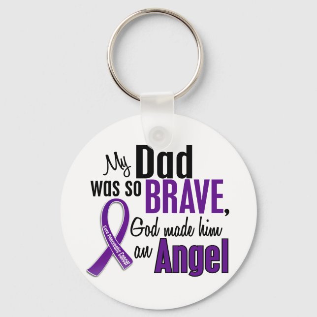 My Dad Is An Angel Pancreatic Cancer Keychain (Front)