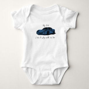 My Dad likes to play with Corvettes C6 Blue Baby Bodysuit