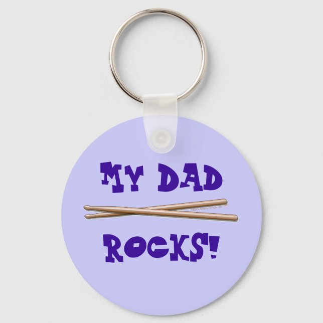 My Dad Rocks Drumsticks for Drummer Father Keychain (Front)
