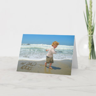 My Dad Rocks! Sand Writing Fun on the Beach Card