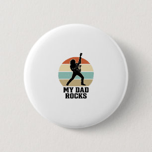 My Dad Rocks Vintage Guitar Sunset Shirt Design_1 2 Inch Round Button