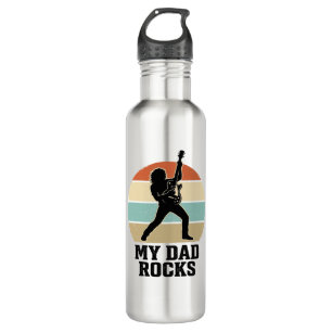 My Dad Rocks Vintage Guitar Sunset Shirt Design_1 710 Ml Water Bottle