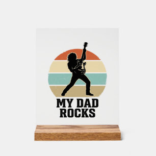 My Dad Rocks Vintage Guitar Sunset Shirt Design_1 Acrylic Sign