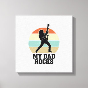 My Dad Rocks Vintage Guitar Sunset Shirt Design_1 Canvas Print