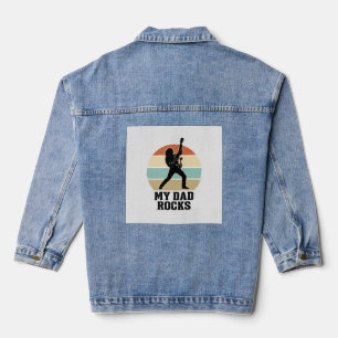 My Dad Rocks Vintage Guitar Sunset Shirt Design_1 Denim Jacket