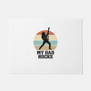 My Dad Rocks Vintage Guitar Sunset Shirt Design_1 Doormat