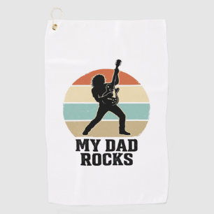 My Dad Rocks Vintage Guitar Sunset Shirt Design_1 Golf Towel