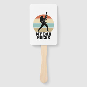 My Dad Rocks Vintage Guitar Sunset Shirt Design_1 Hand Fan