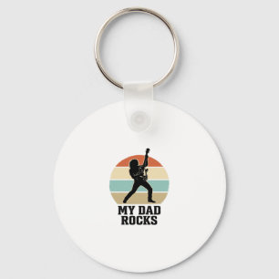 My Dad Rocks Vintage Guitar Sunset Shirt Design_1 Keychain
