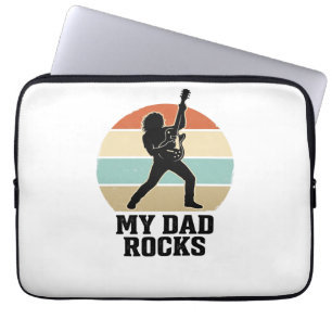 My Dad Rocks Vintage Guitar Sunset Shirt Design_1 Laptop Sleeve