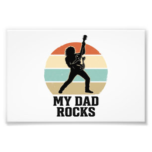 My Dad Rocks Vintage Guitar Sunset Shirt Design_1 Photo Print