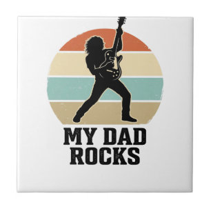 My Dad Rocks Vintage Guitar Sunset Shirt Design_1 Tile