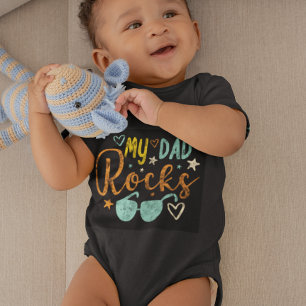 My Dad Rocks Vintage Retro Cute Baby Bodysuit