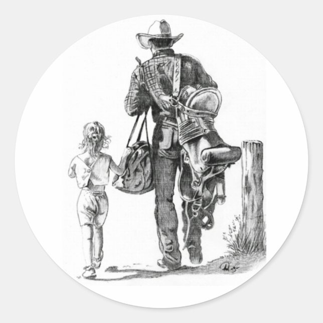 My Dad´s a Cowboy Classic Round Sticker (Front)