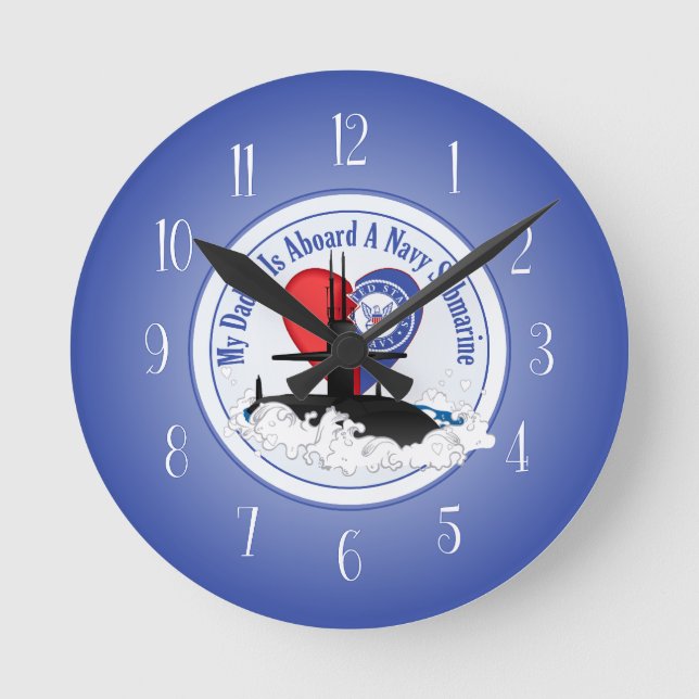 My Daddy Is Aboard A Submarine Round Clock (Front)