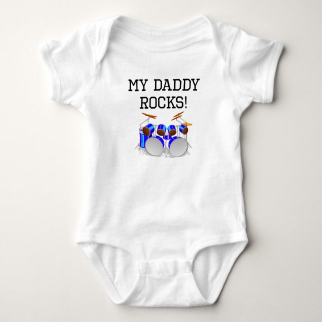 My Daddy Rocks Drums Baby Bodysuit (Front)