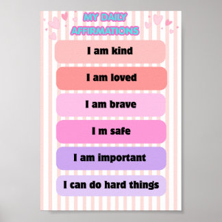 My Daily Affirmations Wall Art for Kids – Positive