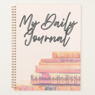"My Daily Journal" Vintage Books Stack & Cozy Planner