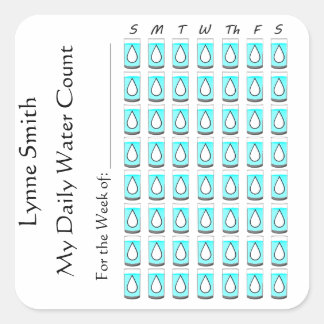 My Daily Water Count - one week Square Sticker