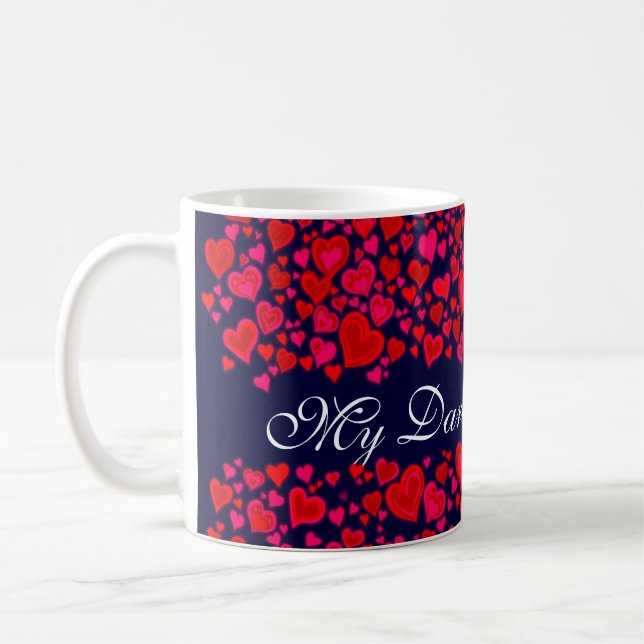 "My Darling Valentine" coeur mug rose rouge (Gauche)