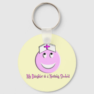 "My Daughter is a Nursing Student" Big Pink Keychain