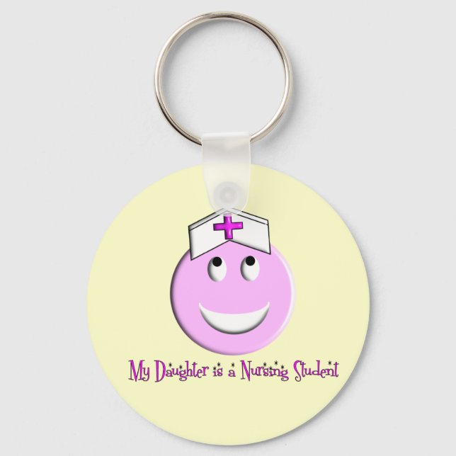 "My Daughter is a Nursing Student" Big Pink Keychain (Front)