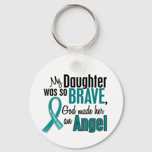 My Daughter Is An Angel 1 Ovarian Cancer Keychain