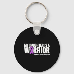 My Daughter Is Warrior Pancreatic Purple Ribbon Su Keychain